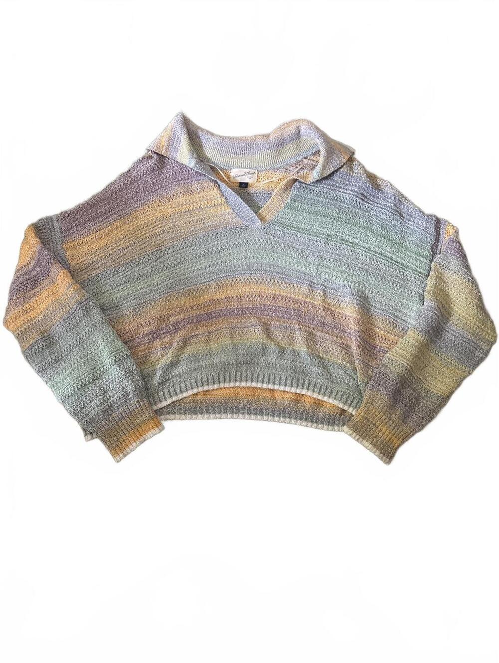 Universal Thread Women's Cropped Knit Sweater with Collar - Size XL